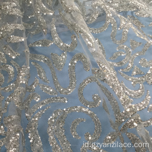 Vantage Grey Sequin Embroidery Tulle Lace